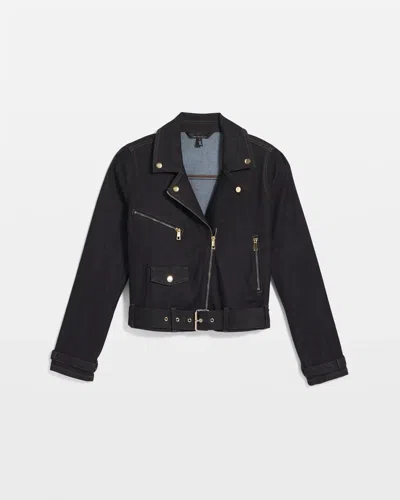 White House Black Market Denim Moto Jacket In Blue