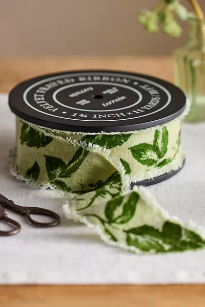 Terrain Tonal Floral Velvet Ribbon In Green