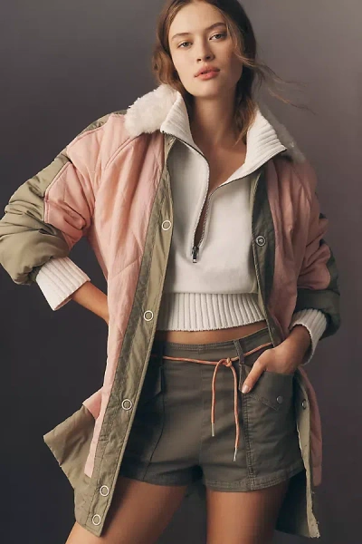 Pilcro Sherpa Fleece Collar Quilted Liner Coat Jacket In Multi