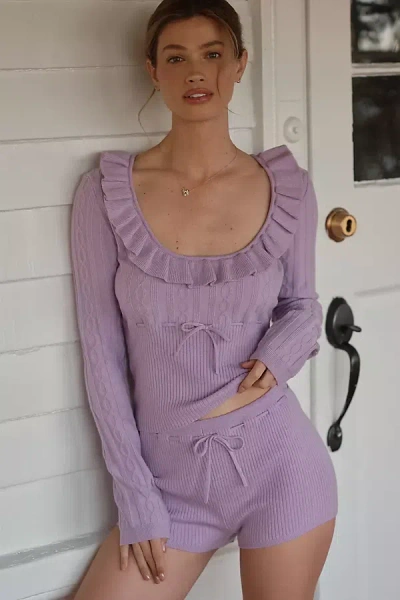 Lyrebird Ribbed Sweater Shorts In Purple