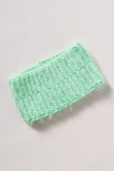 By Anthropologie Brushed Knit Fuzzy Headband In Green