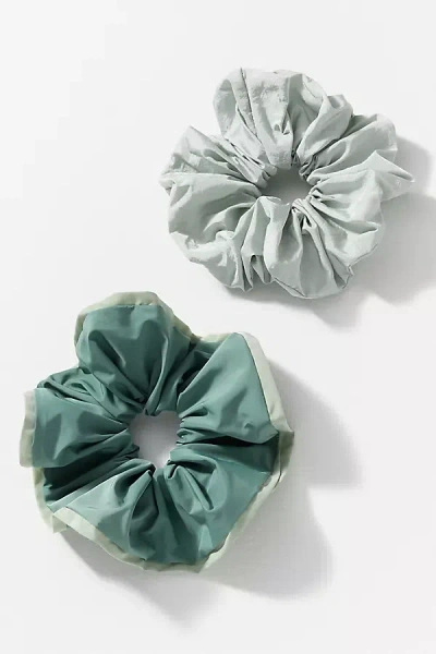 By Anthropologie Nylon Scrunchies, Set Of 2 In Green