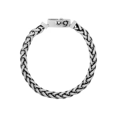 Pre-owned Saint Laurent Wheat Chain Bracelet 'argent Oxyde Leger' | Gold | Men's Size S/m