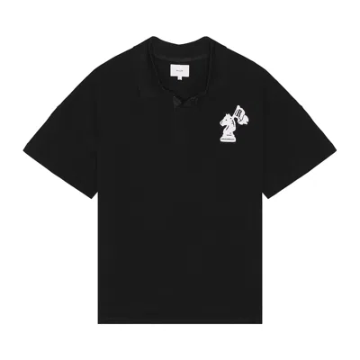 Pre-owned Rhude Pique Boxy Polo Shirt 'black/white' | Men's Size L