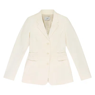 Pre-owned Coperni Trompe Loeil Belted Tailored Jacket 'cream' | Women's Size 38 In White
