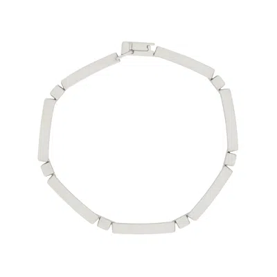 Pre-owned Saint Laurent Minimalist Tube Bracelet 'argent Oxyde Leger' | Gold | Men's Size S