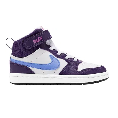 Pre-owned Nike Court Borough Mid 2 Ps 'white/eggplant/active Fuchsia/royal Pulse' | Purple | Kid's Size 2