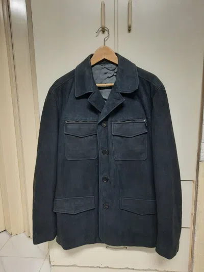 Pre-owned Hermes Suede Safari Field Jacket In Gray