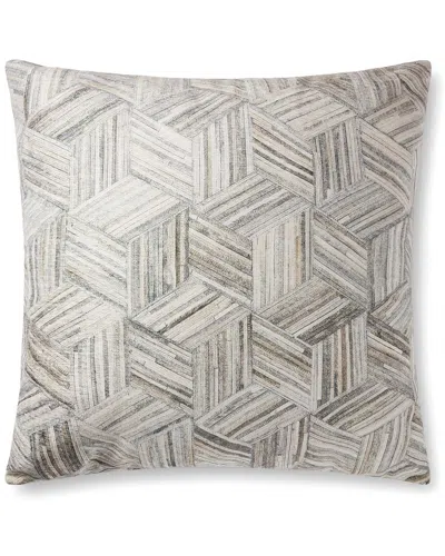 Loloi Woven Chenille Printed Faux Hide Lattice Poly-filled Floor Pillow In Gray
