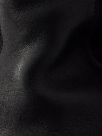 Prada Round Toe Leather Ankle Boots With Block Heel In Black