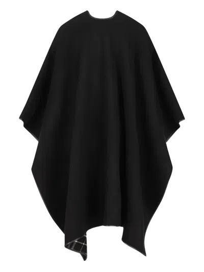 Burberry Check-pattern Embroidered-logo Cape In Black