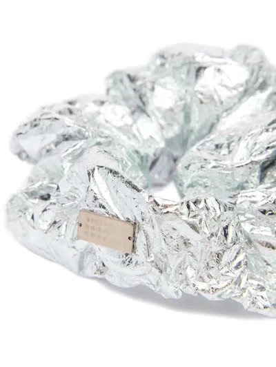 Mm6 Maison Margiela Logo-plaque Metallic Hair Band In White