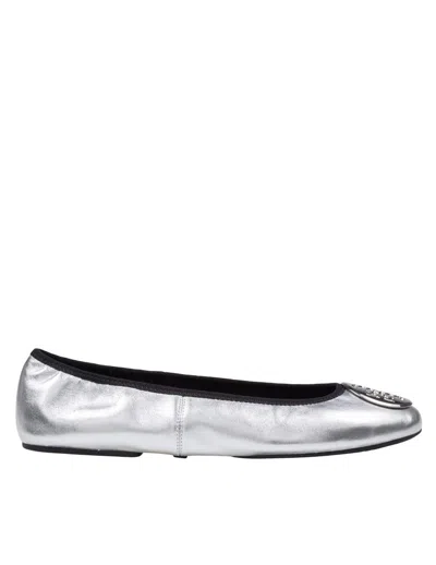 Tory Burch Metallic Nappa Ballerina Flats In Silver