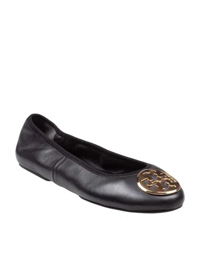 Tory Burch Nappa Leather Ballerina Flats In Black