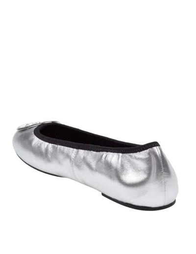 Tory Burch Metallic Nappa Ballerina Flats In Silver