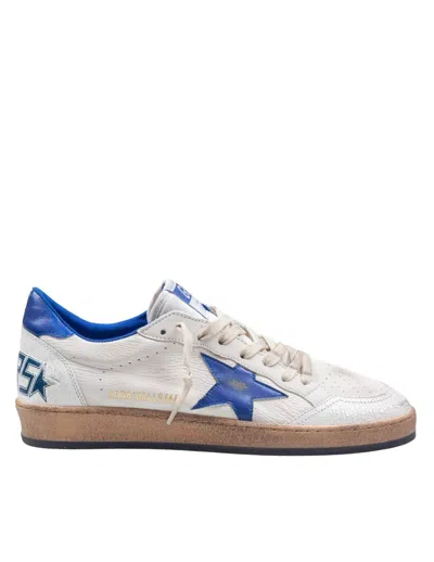 Golden Goose Ballstar White Low Top Sneakers With Star Patch On The Side And Maxi Lettering On The Rear In Leathe