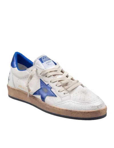 Golden Goose Ballstar White Low Top Sneakers With Star Patch On The Side And Maxi Lettering On The Rear In Leathe
