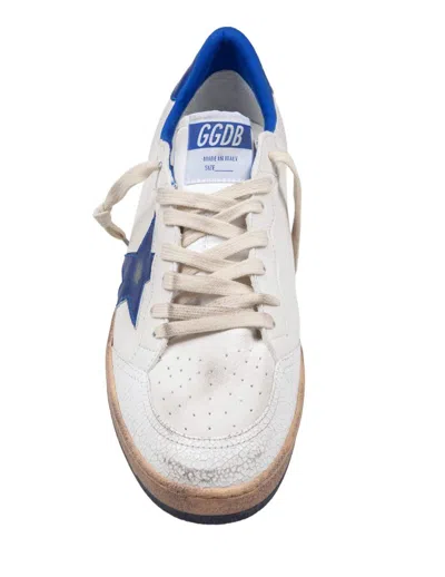 Golden Goose Ballstar White Low Top Sneakers With Star Patch On The Side And Maxi Lettering On The Rear In Leathe