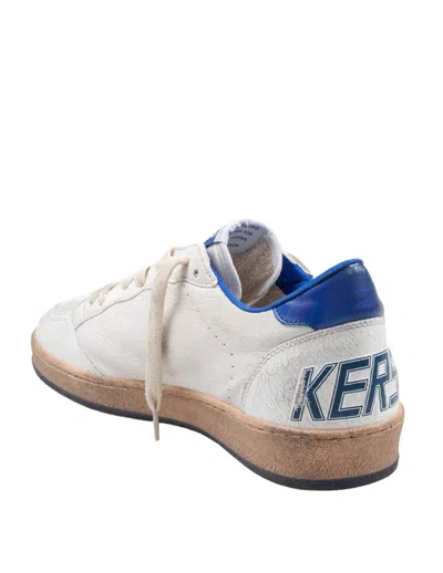 Golden Goose Ballstar White Low Top Sneakers With Star Patch On The Side And Maxi Lettering On The Rear In Leathe
