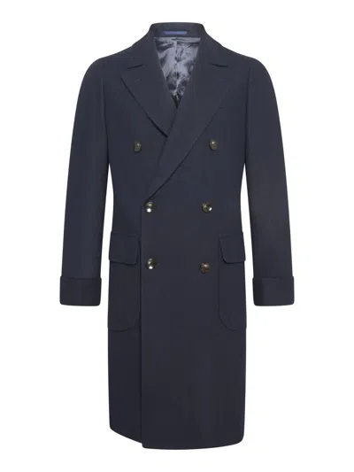 Franzese Collection Double-breasted Coat In Blue