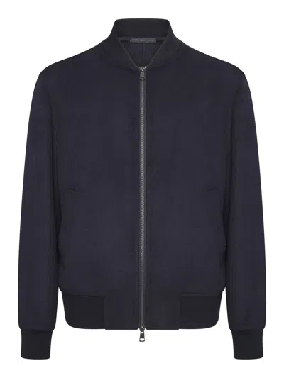 Low Brand Zip Bomber Jacket In Blue