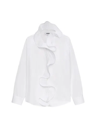 Msgm Ruffle-detail Shirt In Multi