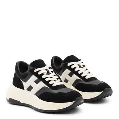 Hogan Black And White Leather Sneakers In Multi