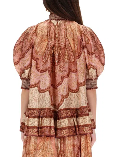 Zimmermann "wanderlust" Ruffle Blouse In Multi