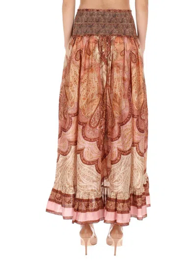Zimmermann Wanderlust Patterned Silk Maxi Skirt In Brown