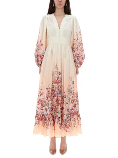 Zimmermann Womens Awaken Plunge Cotton-poplin Maxi Dress Ivory Floral In Multi