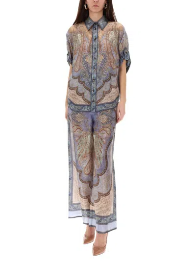 Zimmermann Wanderlust Paisley Relaxed Wide Leg Habutai Silk Drawstring Pants In Multi
