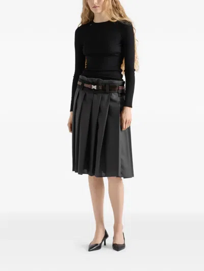 Prada Ribbed Triangle Logo Sweater In Black