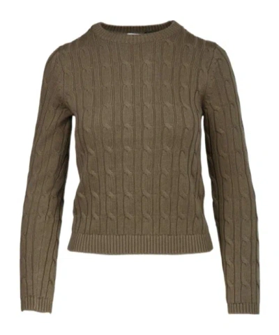 Marella Long-sleeved Crew Neck Sweater In Brown