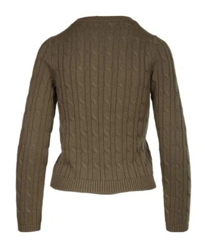Marella Long-sleeved Crew Neck Sweater In Brown