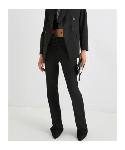 Marella Flared Trousers With Flower-adorned Belt Detail In Black