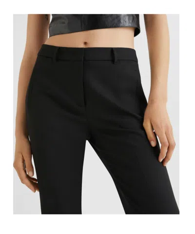 Marella Flared Trousers With Flower-adorned Belt Detail In Black