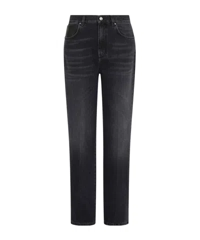 Marella Topstitched Wide-leg Jeans In Black