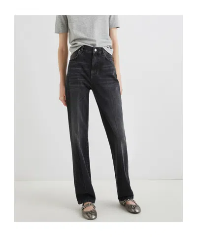 Marella Topstitched Wide-leg Jeans In Black