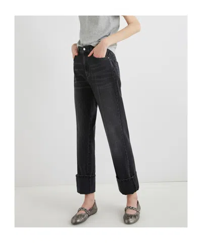 Marella Topstitched Wide-leg Jeans In Black