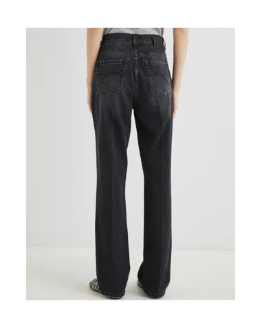 Marella Topstitched Wide-leg Jeans In Black