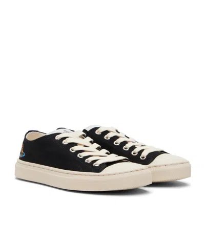Vivienne Westwood Black Low Top Plimsoll Sneakers In Multi