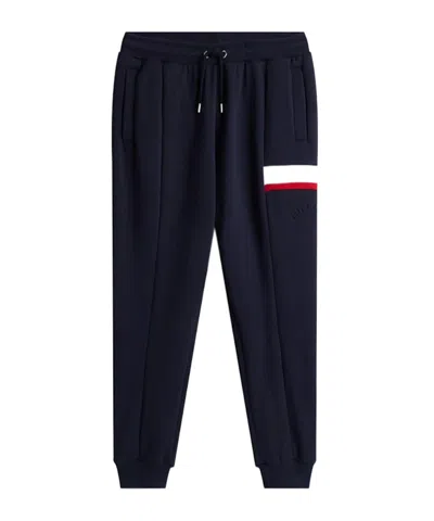 Tommy Hilfiger Colour-blocked Fleece Cuffed Joggers In Blue