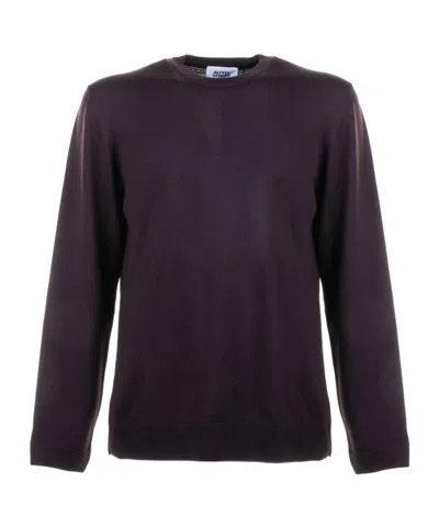 Alpha Studio Long-sleeved Crew Neck Pullover In Purple