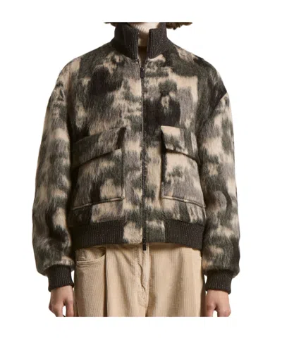 Peserico Camouflage-pattern Zip-front Jacket In Black