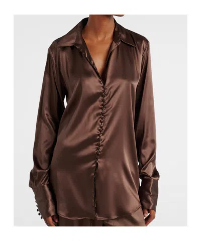 Dries Van Noten Collared Long-sleeved Shirt In Brown
