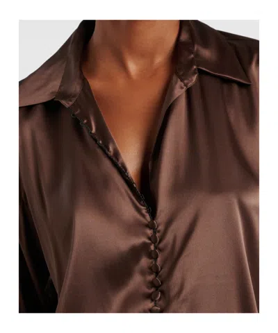 Dries Van Noten Collared Long-sleeved Shirt In Brown