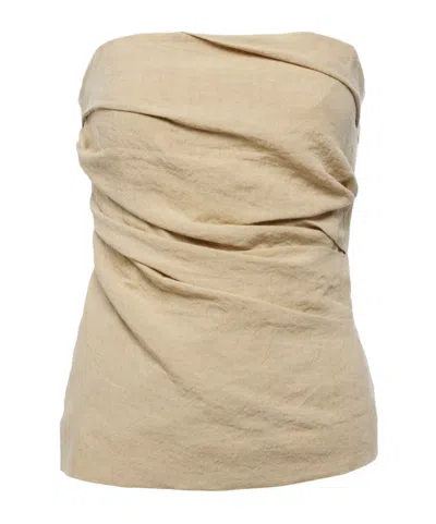 Tove Izel Strapless Linen Top In Brown
