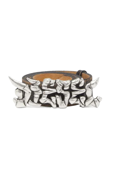 Diesel Logo B-graffiti Belt Black In Metallic