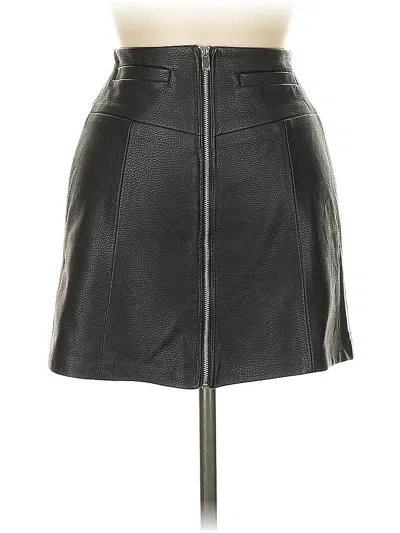 Pre-owned Bershka Faux Leather Skirt In Black