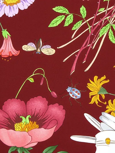 Gucci Floral-print Silk Scarf In Red